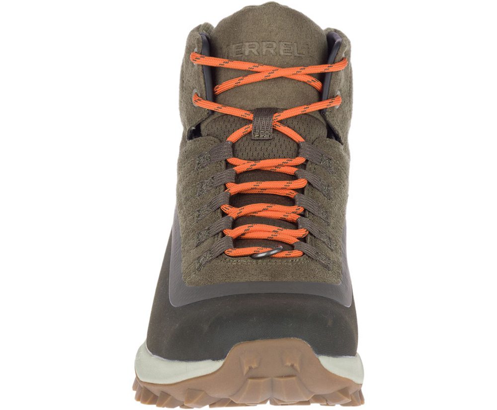 Kozaki Merrell Męskie Oliwkowe - Thermo Snowdrift Mid Shell Waterproof - 401938-OHB